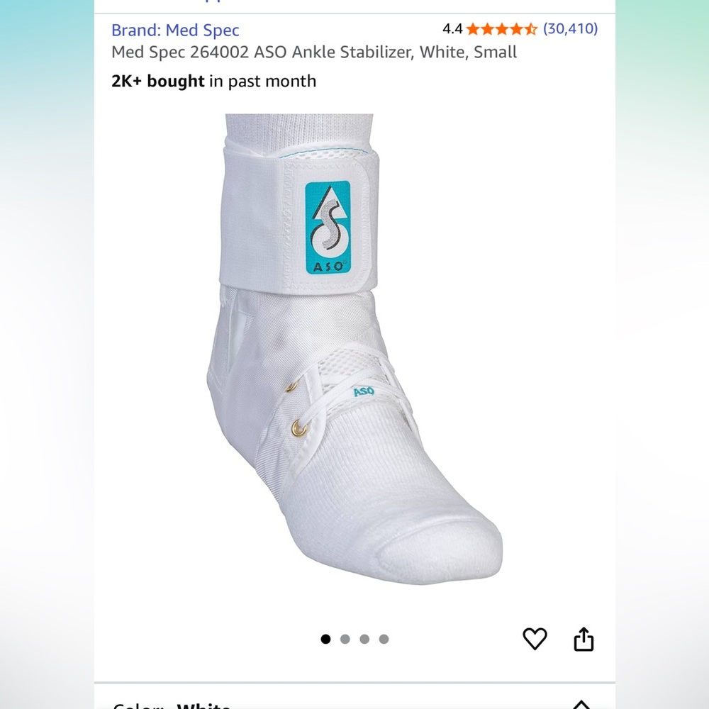 Med Spec 264002 ASO White Ankle Stabilizer small unisex